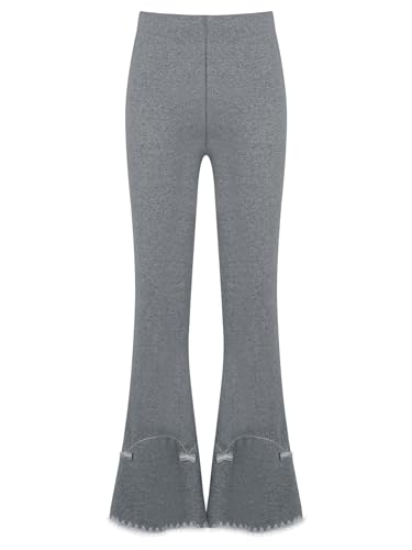 Little Girls Bell Bottom Leggings Toddlers Kids Ribbed Ruffle Flared Pants Cotton Elastic Waist Trousers3