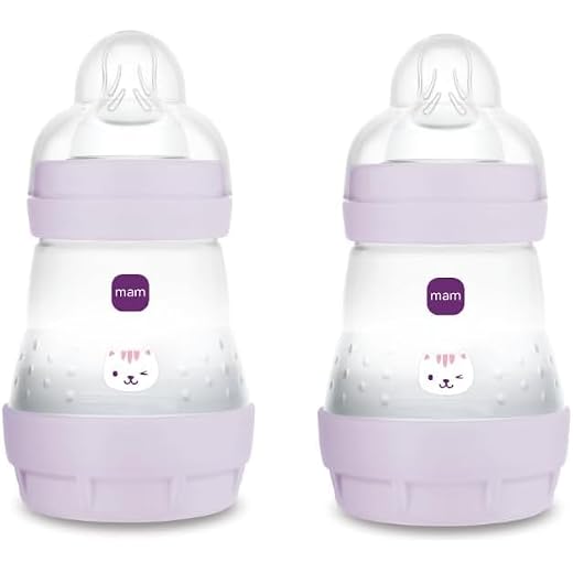 MAM Biberon Easy Start Anticolica, in Set da 2, con Tettarella in Silicone SkinSoftTM, 0+ Mesi, 160 ml, Rosa