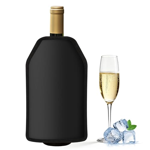 Oaioya Rafraîchisseurs pour Bouteilles de Vin, Refroidisseur de Bouteille Vin, Manchette à Vin pour refroidir le Champagne, Bière, Vin-Noir (1)