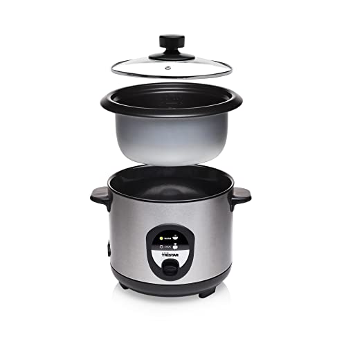 Tristar-RK-6126-Arrocera-Capacidad-1-litro-Funcion-para-Mantener-el-Calor-Apagado-Automatico-Incluye-Taza-Medidora-Espatula-y-Cuchara-revestimiento-antiadherente-del-recipiente-400-W-Plateado