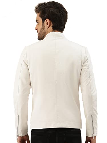 Image of Leather Retail Men Solid Jacket