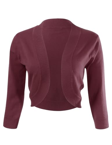 Image of Allsense Women's 3 /4 Sleeve Bolero Shrug for Dresses | Open Front Cropped Cardigan, Lightweight Knit Dress Cover Up