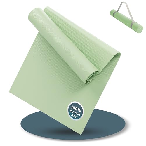 LILENO SPORTS Yoga Matte Pastel Grün (180x60cm) - Sport und Yogamatte extra rutschfest in 4 mm Dicke - Gymnastikmatte und Fitnessmatte für Workout und Yoga - Sportmatte für Zuhause LILENO SPORTS Yoga Matte Pastel Grün (180x60cm) - Sport und Yogamatte extra rutschfest in 4 mm Dicke - Gymnastikmatte und Fitnessmatte für Workout und Yoga - Sportmatte für Zuhause