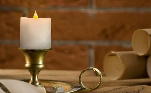Image of 3x3 Flickering Flameless Candles Set of 1,3 inch Real Wax LED 600 Hours Battery Candles with Timer Remote,Control for Day Wedding Party Holiday Indoor,White
