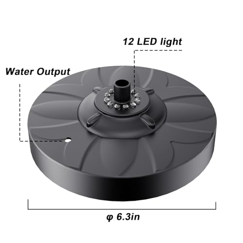 Jutai Electric Floating Pond Fountain Wram White LED Lights, Built-in Filter System, Waterfall Fountain Pump,32.8ft Power Cord, Day and Night Lighting, Energy Saving for Above Ground Pools