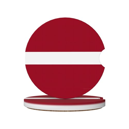 Lot de 2 dessous de verre en céramique avec drapeau de la Lettonie - Accessoires d'intérieur de voiture