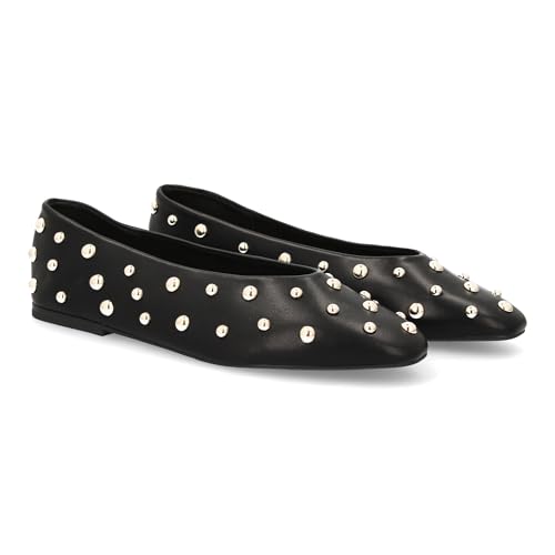 shoes&blues.es 95614 Bailarina Elegante con Tachuelas metalicas Diseno Moderno. Ideal para Mujer Temporada Otono Invierno. Negro Talla 38