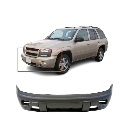 Image of FitParts Compatible with Chevrolet Trailblazer 2002-2007 Front Bumper Cover | Primed, With Fog Light Holes, Ready to Paint, OEM 88937047, GM1000639