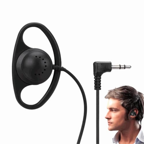 Auriculares Mono de Doble Canal, Auricular en Forma de G, Auriculares de Radio walkie bidireccionales, Apto para para Ordenador Portátil, PC, Skype, VoIP ICQ, 1 Metro, Jack 3.5 mm