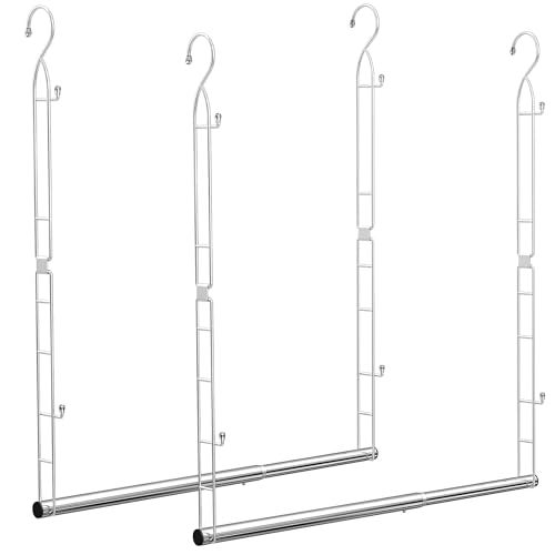 Supforce Hanging Closet Rod Stainless Steel, 2 Pack Adjustable Height & Width Closet Rod Extender, Space-Saving Closet Hanging Storage Organizer，Load up to 88LB
