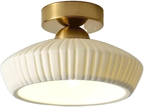 Plafonnier semi-encastré céramique plissé blanc luminaire salon chambre cuisine