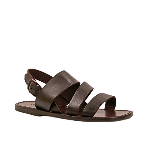 Brown Leather Sandals Handmade in Italy for Men's