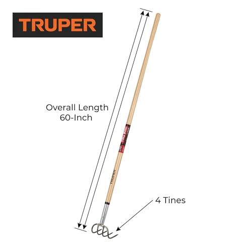 Cultivador Truper Tru Pro 4 púas, mango de madera 60 in miniatura 2