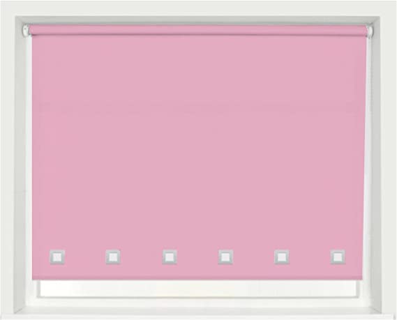 100% Polyester Square Eyelet Trimmable Daylight Roller Blinds (180cm Wide x 210cm Drop, Pink) — image 1