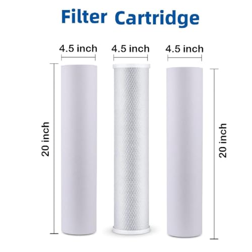 (Alqaser water filter) Whole House Main Line Water Filtration System Big Blue Housing 1 Inch Connection with Wrench 20 Inch x 4.5 Inch (20 Inch - Triple)