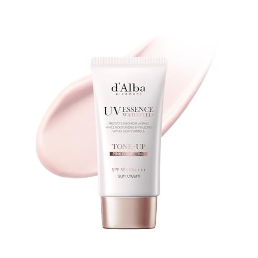 D’ALBA Waterfull Tone-Up Sunscreen SPF 50+ 50 ml – Protector Solar Facial Coreano con Trufa Blanca y Centella – Bloqueador Facial Tono Rosa de Textura Ligera para Piel Sensible K Beauty