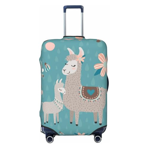 Teal Mama Llama Luggage Cover TSA Approved Stylish Dust and Scratch Resistant Luggage Case Protector Washable Elasticated Luggage Covers for Kids and Adults