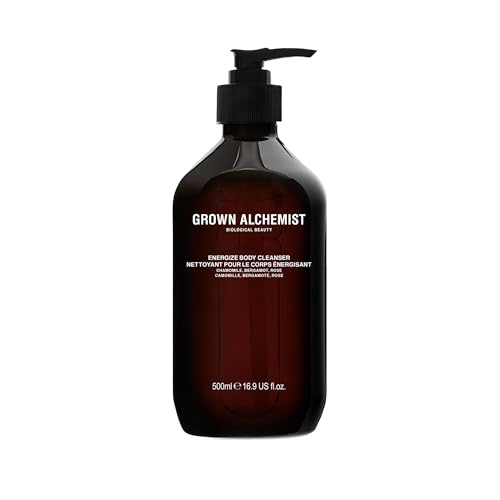Grown Alchemist Energize Body Cleanser, Chamomile, Bergamot, Rose - Organic Body Wash, Sensitive Exfoliating, Moisturising - Natural Bathing Cleansers, Luxury Antioxidant Shower Gels