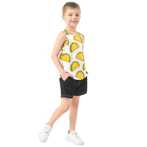 J JOYSAY Cartoon Taco Food White Boys Tank Top Sleeveless Muscle Shirts Quick Dry Kids T-Shirts 3-15T4