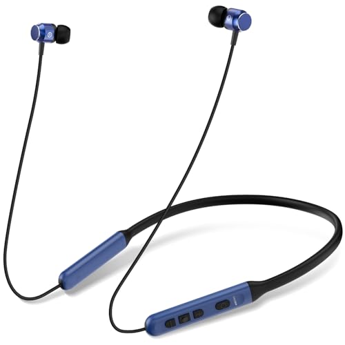 Toztnix Neckband Bluetooth Headphones, Wireless Bluetooth 6.0 Earbuds with Microphone, Comfortably Light, Deep Bass Earphones 35H Playtime, IPX5 Waterproof, Magnetic Headset for Workout (Navy Blue)