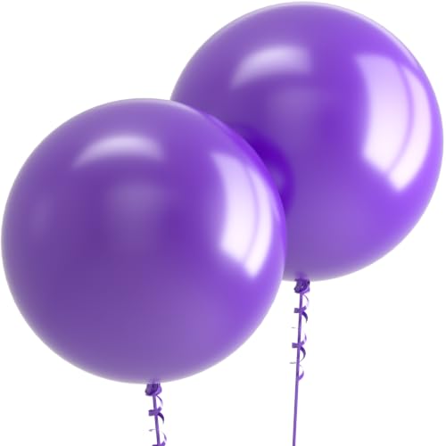 Image of Bezente Pro Duralatex Purple Extra-Thick Balloons 12 Pack 24 inch | Purple Balloons for Long-Lasting Professional Party Decorations, Large Wedding Graduation Halloween Birthday Party