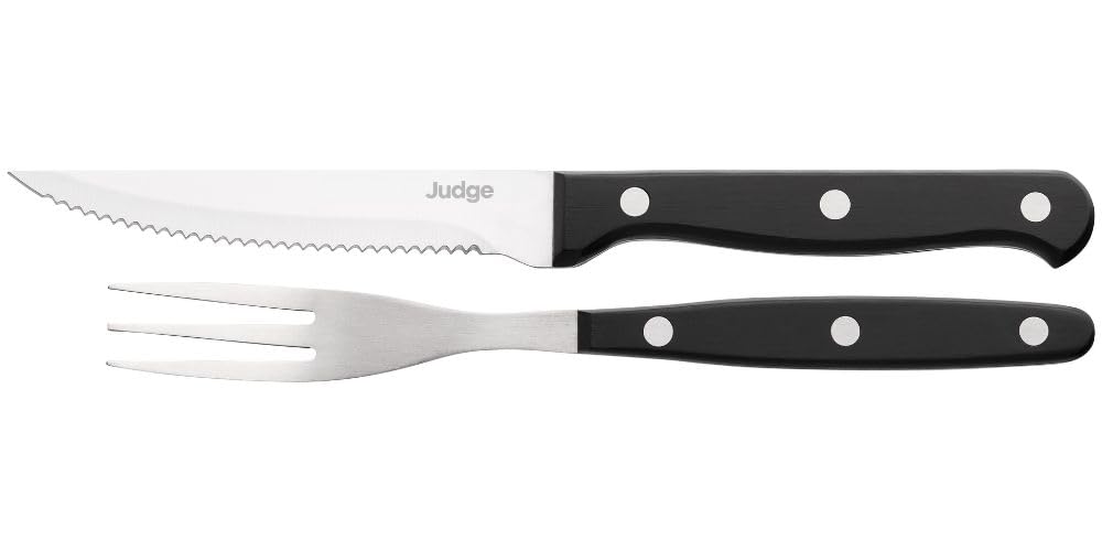 Judge Classic 12 Piece Steak Knife & Fork Set - High Grade Stainless Steel, Dishwasher Safe