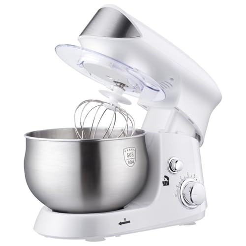 Batidoras de pie, Máquina Doméstica Pequeña Batidora De Huevos Amasadora Comercial Todo En Uno Multifunción,para hornear(White,Set2)