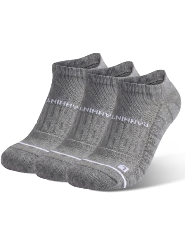 Image of Rahhint No Show Compression Running Socks Coolmax Anti Blister Full Sole Cushion Ankle Slip Resistant Heel Tab Workout Golf