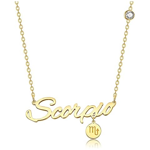ADVIOK Scorpio Zodiac Necklace, Constellation Sign Pendant Stainless Steel Gold Necklace for Women Astrology Horoscope Jewellery Birthday Gift Cover