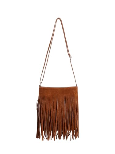 Floerns Women's Fringe Faux Suede Crossbody Bag Tassel Bucket Bag Western Shoulder Bags