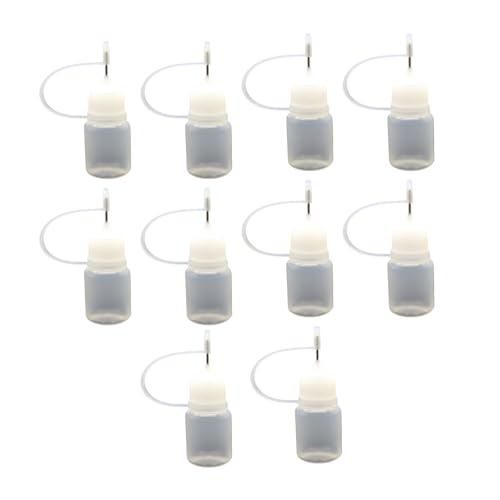 FANSHINUO 10 botellas aplicadoras de punta de aguja de precisión de 5/10 ml, botella de presión para pegamentos, tintas, pintura acrílica líquida, botellas cuentagotas vacías para líquido