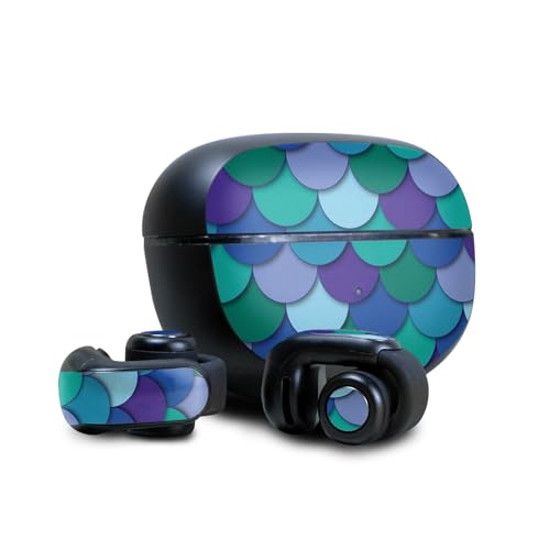Image of Headphone Skin Compatible with Bose Ultra Open Earbuds - Blue Scales - Premium 3M Vinyl Protective Wrap Decal Cover - Easy to Apply | Crafted in The USA by MightySkins