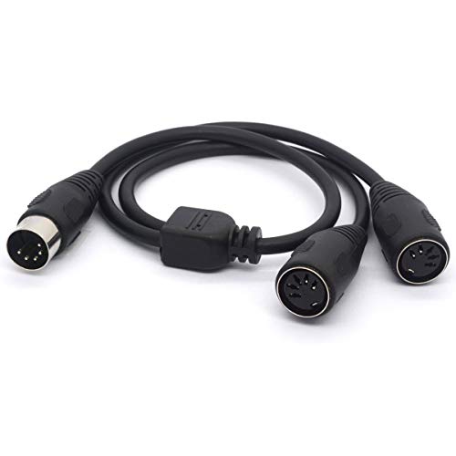 MIDI Splitter Cable, 20cm, 5-Pin DIN Male to 2 Female, MIDI Keyboard, Synthesizer, Electric Piano, Guitar, Computer | for MIDI Keyboard, Synthesizer, Electric Piano, Guitar, Computer