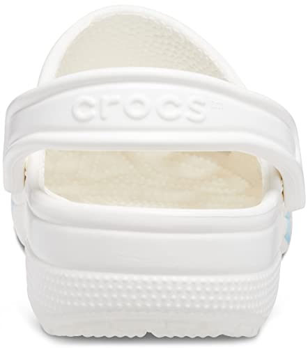 Image of Crocs Unisex-Adult Classic Graphic Clogs, Logo /White, 5 Women /3 Men