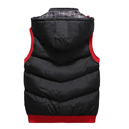 WENKOMG1 Men's Double zipper Vest Hoodie, Fall Winter Solid Color Coat Warm Thick Waistcoat Sleeveless Loose Jacket3