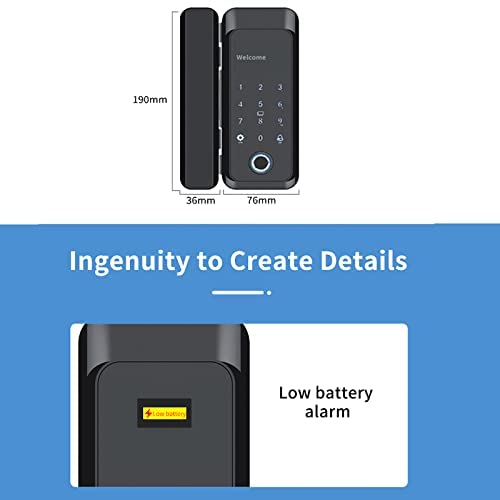 inteligentny zamek do drzwi, Szklany zamek biometryczny do drzwi i ekran dotykowy, sterowanie hasłem za pomocą aplikacji mobilnej, bezpieczny Bluetooth, przednich z klawiaturą numeryczną