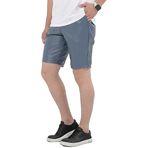 Idopy Sommer-Shorts für Herren, lässig, aus PU-Kunstleder Cover