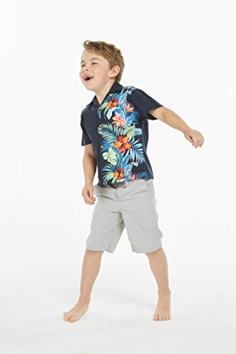 Image of Matchable Family Hawaiian Luau Men Women Girl Boy Clothes in Orchid Paradise Navy