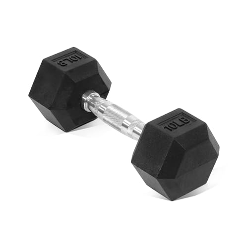 Image of Fitvids 10LB Single Hex Dumbbells Rubber Coated Hand Weights for Exercises and Fitness