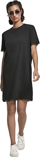 Urban Classics Kleid Ladies Boxy Lace Hem tee Dress Vestido, Black, L para Mujer