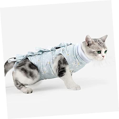 Ropa de para gatos Sosoport con estampado azul de flores 2 piezas 5