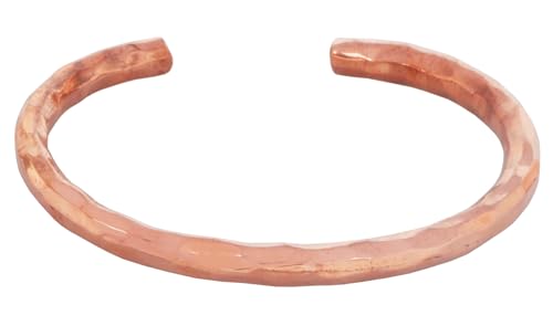 Touchstone Handcrafted My Skilled Artisans Pretty Hammered Gorgeous Hand Forged With Solid High Gauge Pure Copper Bracelet In Natural Tone For Women And Men.