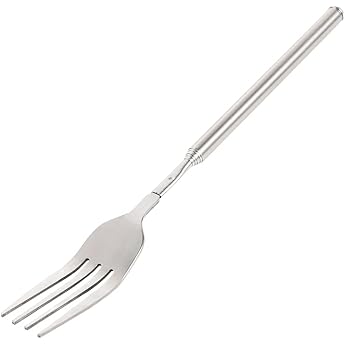 Telescopic Fork Extendable Fork Long Telescopic Fork Stainless Steel Telescopic Fork Cutlery Long Handle Extendable 22.1-64.6 cm for BBQ Toasting Dinner Fruit Dessert