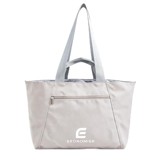 EKOROMIER Sac de voyage pour femme - Sac de bagage à main pliable et extensible - Grand sac de sport pour femme - Pour voyage, travail, école, gris clair, M