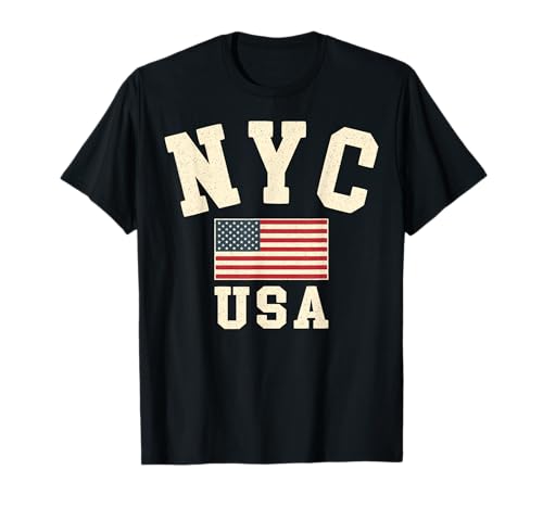 Vintage NYC USA Bandera Americana Nueva York Recuerdo Retro Camiseta