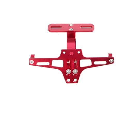 Support de plaque d'immatriculation moto rouge avec éclairage LED réglable pour cadre arrière