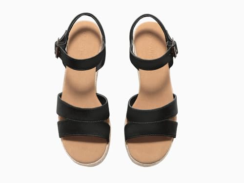 Image of Coutgo Womens Wedge Platform Sandals Espadrille Heels Open Toe Buckle Ankle Strap Summer Shoes