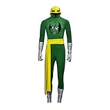 LoliMiss Mens Superhero Costumes Iron Fist Bodysuit Spandex Zentai Halloween Cosplay Jumpsuit (M, Green)