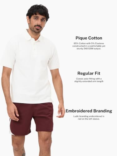 Image of LUDIC Core Polo T-Shirt, Dailymove Collection | Regular Fit | Stand-up Collars | 100% Organic Cotton, 240 GSM | Lightweight & Comfortable |Everyday Essential | Polo T-Shirt for Men