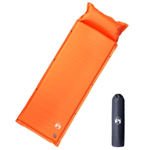 LLEZKBR Furniture Select-SSelf - Colchón inflable para camping con almohada, 1 persona, color naranja